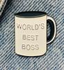 Worlds Best Boss Enamel Pin Metal Connector Pack of 1