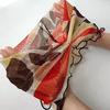 2Pcs Women Faux Silk Scarf Printing Faux Pearl Decor Lace Trim Lightweight Scarf Hand Strap Accessory