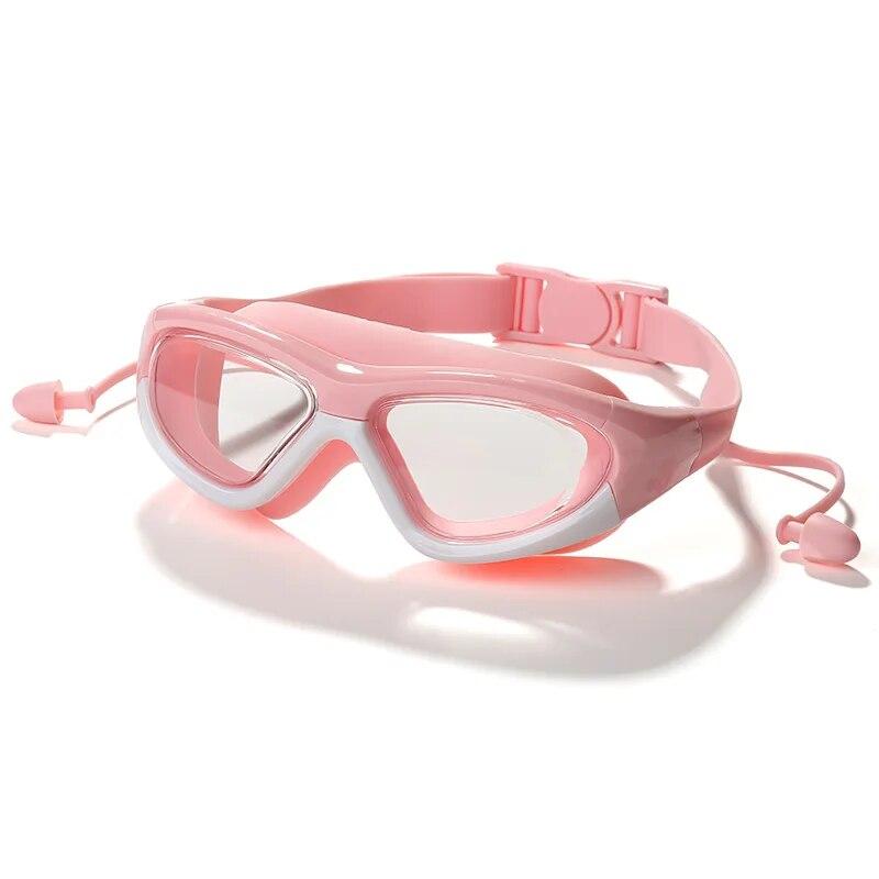 Children's Fashion Swimming Glasses Earplugs Waterproof Anti-fog Big Frame Diving Silicone HD Swimming Glasses