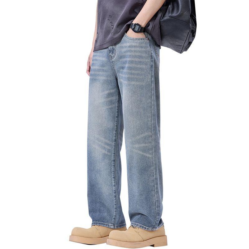 Ge Di Jie Men's Loose Straight Tube Trendy Versatile Jeans