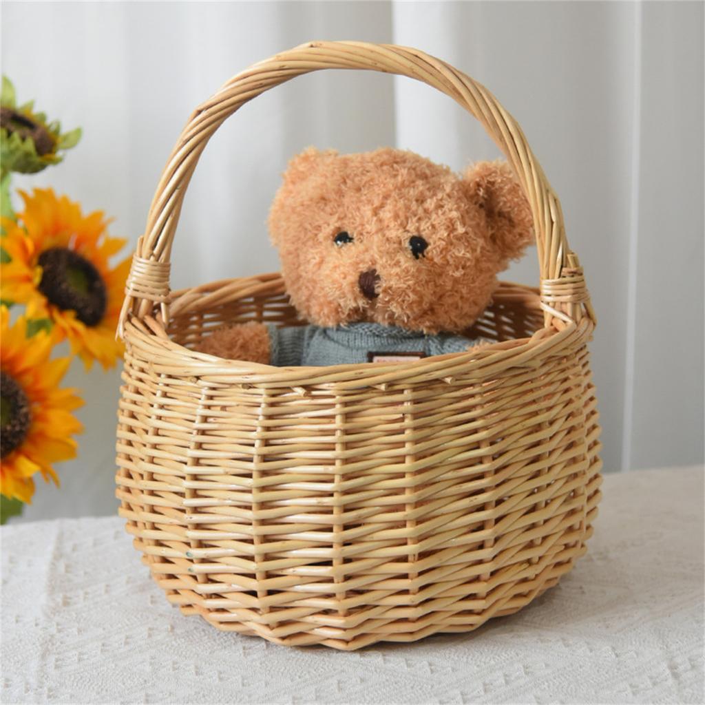 Экологичная плетеная корзина из натуральной лозы Легкая и дышащая Идеально подходит для пикников и домашнего хранения продуктов