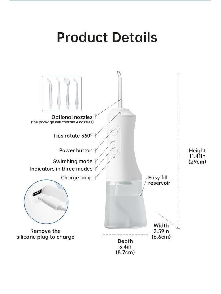 Международный электрический ирригатор для полости рта с большим резервуаром для воды — очиститель полости рта, зубная нить и ополаскиватель для улучшенного ухода за полостью рта