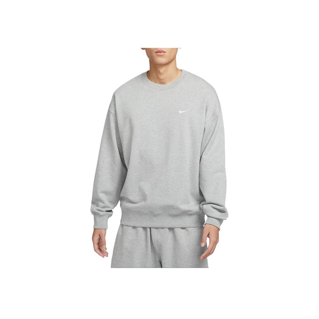 Nike Solo Swoosh однотонный круглый вырез повседневный свободный длинный рукав толстовка мужская толстовка серый DX0812-063