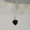 Modernlike 14k Gold-filled Silver Black Quartz Onyx Heart Necklace