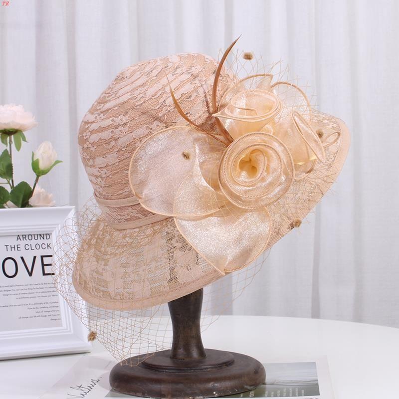 Шляпа женская летняя шляпа от солнца, ретро-шляпа с кружевом и цветочным горшком, сетчатая шляпа от солнца, шляпа рыбака
