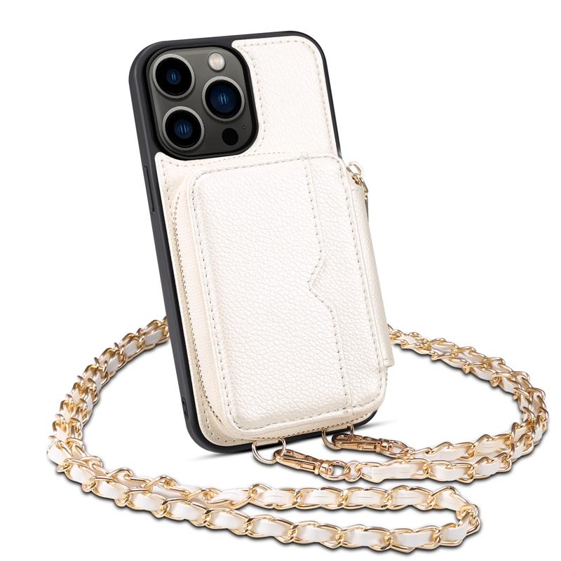 Wallet Crossbody for iPhone 12/13/14 ProMax Phone Case with Lanyard Strap Cover, PU Protective Handbag Zipper for Samsung