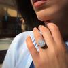 Huitan Water Drop Wedding Ring Band Trendy Pear Shaped Cubic Zircon Stone Paved Silver Plated Anniversary Ring  Lots