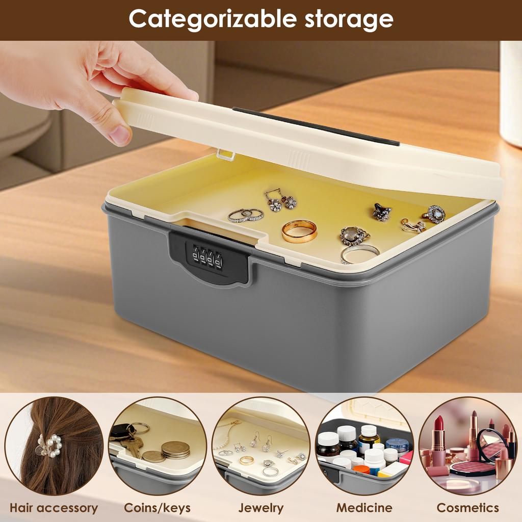 Цифровой кодовый замок Сейф Запираемый ящик для лекарств Паспорт Телефон Офисные документы Наличные Ювелирные изделия Безопасность конфиденциальности Чемодан