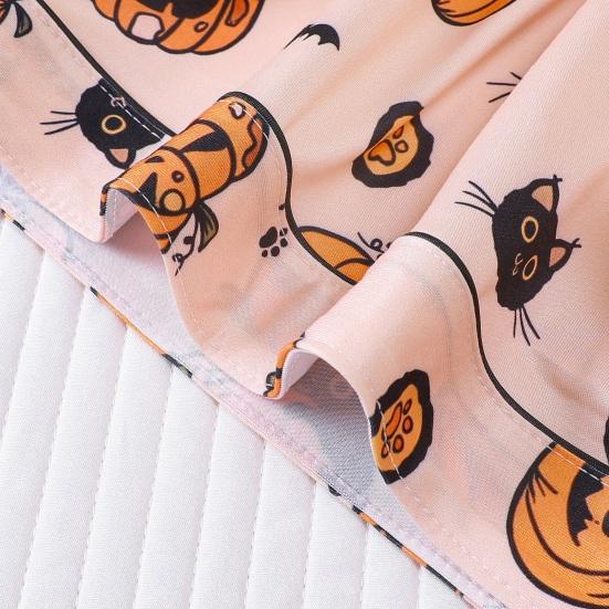 Комплекты пижам на Хэллоуин для женщин, рубашка с коротким рукавом на пуговицах, 2 предмета, одежда для сна, рубашка с принтом тыквы и шорты, пижама, домашний комплект