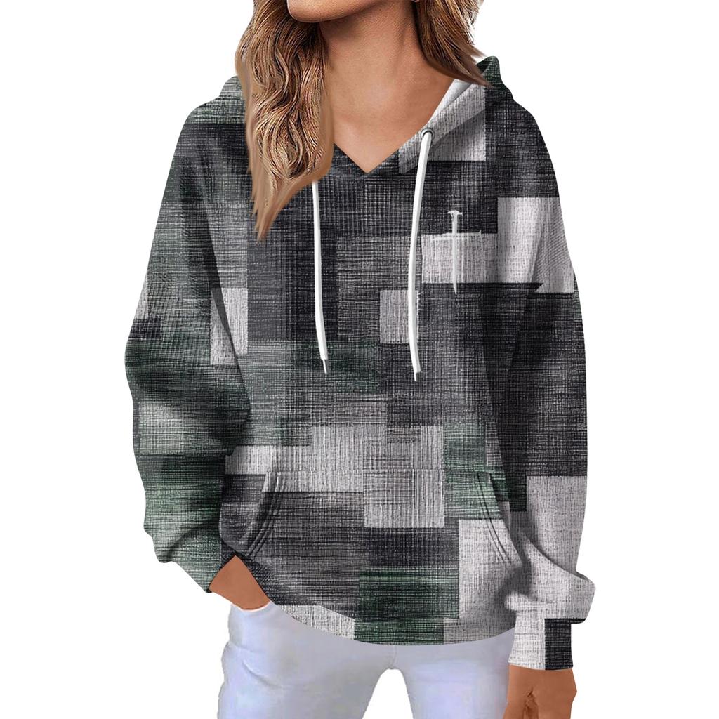 Women's Fashion Casual Long Sleeve Solid Color Hooded Sweatshirt Tops