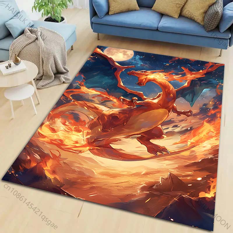 Классический P-P0kém0n Charizard Принт Ковер Гостиная Спальня Диван Большой Площади Декоративные Ковры Детская Игровая Нескользящий Коврик Замечательные Подарки
