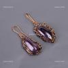 Аметистовый Камень Крючок Бохо Подвески Серьги Электроформованные Медь V-111