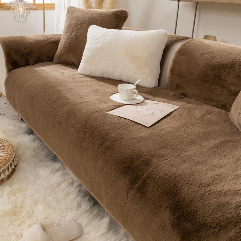Non-Slip Sofa Cushion Four Seasons Universal Thickened Seat Cover Winter Anti-Rabbit Fur Simple Pouch
