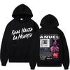 Худи с капюшоном для мужчин и женщин Anuel AA Real Hasta La Muerte, Хип-хоп, Ретро-стиль, Свитшот, Пуловер, Мода Харадзюку, Оверсайз