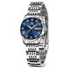 OLEVS Watch Popular Waterproof Luminous Analog Watch Watch for Women Brand Business Women Watch Date Blue Dial Fashion Analog Quartz Silver Stainless