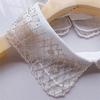 Fashion Organza Faux Collar with Beaded Embroidery Sophisticated Apparels Accent for Ladies Blouse Lapel False Collar