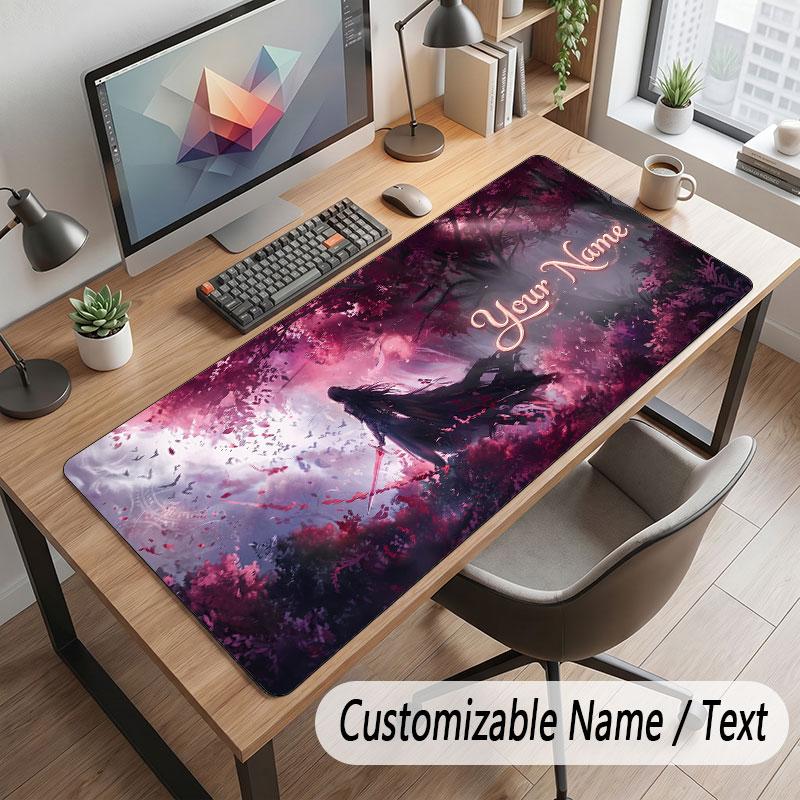 Mushroom Forest Theme Customized Mouse Pad Personalized Print Name Text Desk Mat For Home Office Table Decor