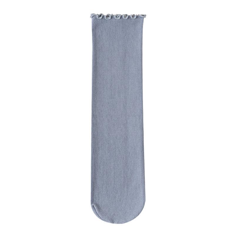 Женские весенне-летние носки, однотонные черные носки до середины икры с отделкой ушками, кроссовки, универсальные женские носки