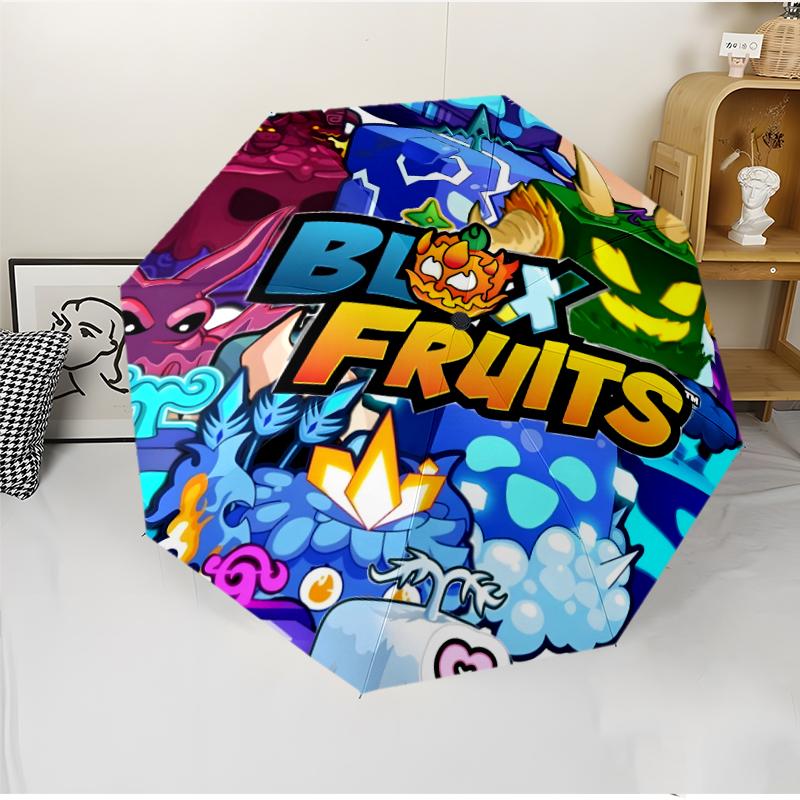 Модный автоматический складной зонт Blox fruit с открытием/закрытием. Портативный и складной, идеально подходит для подарка, путешествий и повседневного использования.