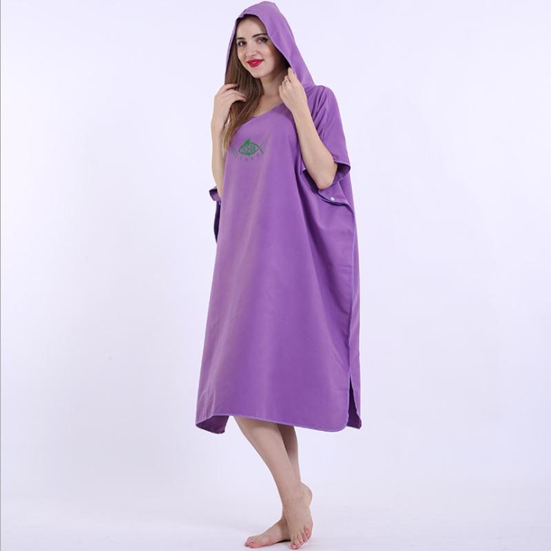 Unisex Beach Towel Poncho Bath Changing Robe Hooded Quick Dry Bathrobe Adult UK