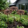 Garden Decorations Rustic Metal Flower Stakes, Large Rusted Iron Yard Art, Outdoor Ornaments 19.39 Inch Weather-Resistant Decoration for Lawns