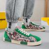 Модные дизайнерские кроссовки с принтом, мужские, трендовые, зеленые, замшевые, мужские, для скейтбординга, удобные, плоские, нескользящие, кроссовки для мужчин