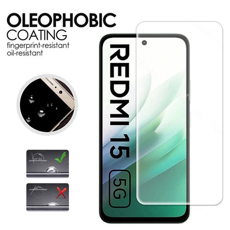 Защитная пленка для экрана (3 шт.) для Redmi 15C 15 5G/4G, защитная пленка для экрана мобильного телефона из закаленного стекла, твердость 9H, HD прозрачная, защита от царапин, без пузырьков
