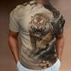 Мужская футболка с принтом свирепого тигра, футболка с коротким рукавом и 3D-принтом для мужчин, летняя свободная мужская одежда, свободные футболки в стиле ретро, топы