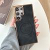 Матовый кожаный чехол с покрытием и магнитом для Samsung Galaxy S25 Ultra S24 FE S23 Plus S22, противоударный бампер, поддержка беспроводной зарядки