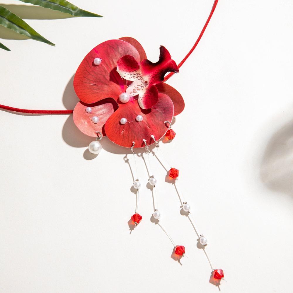 Drawstring Butterfly Orchid Clavicle Chain Lace Up Korean Style Choker Flower Necklace Jewelry