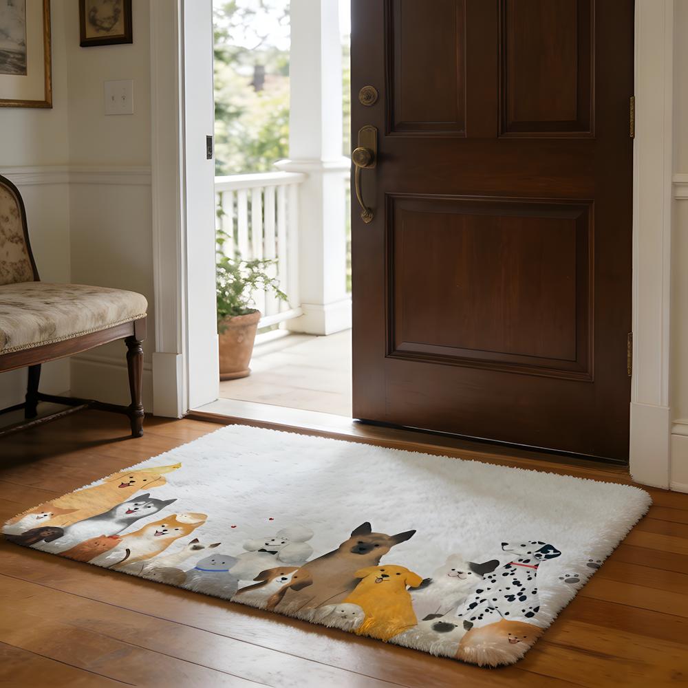 Floor Mat Soft Flannel Rug Non Slip Absorbent Mat for Bathroom Bedroom Home Decor Anime Cute Dachshund puppy