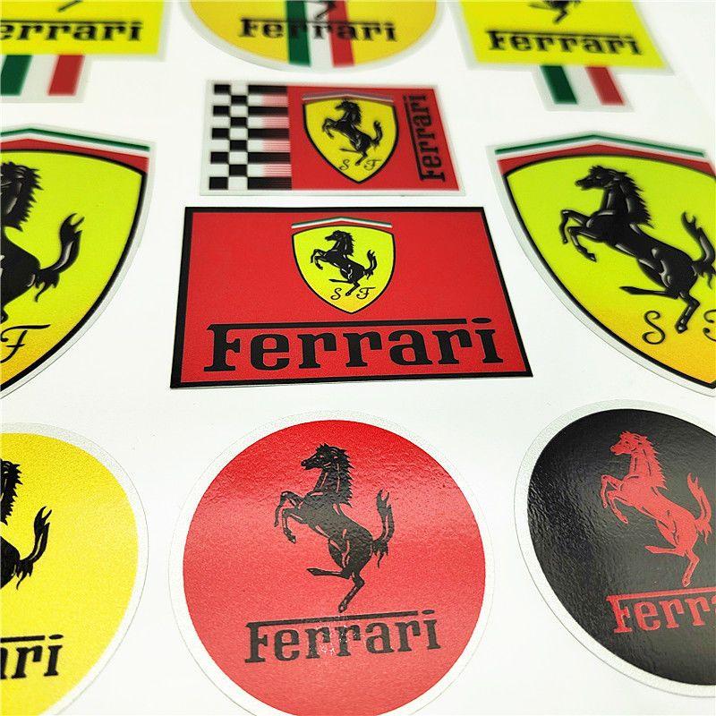 For Ferrari Logo Car Stickers Set Glitter Reflective Vinyl Decals for Car Body Window Laptop Motorcycle Decoration Accessories TG8