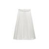 Solid Color Mid Waist Commuter Casual Long Skirt Women Skirts White 4043040-712