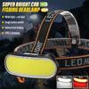Super Bright COB Fishing Headlamp Portable Work Light Outdoor Camping Light With White Light & Red Light With Power Display