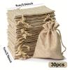 30/20/10pcs Natural Linen Jute Sack Jewelry Pouch Drawstring Bag for Home Party Storage, Christmas, Halloween