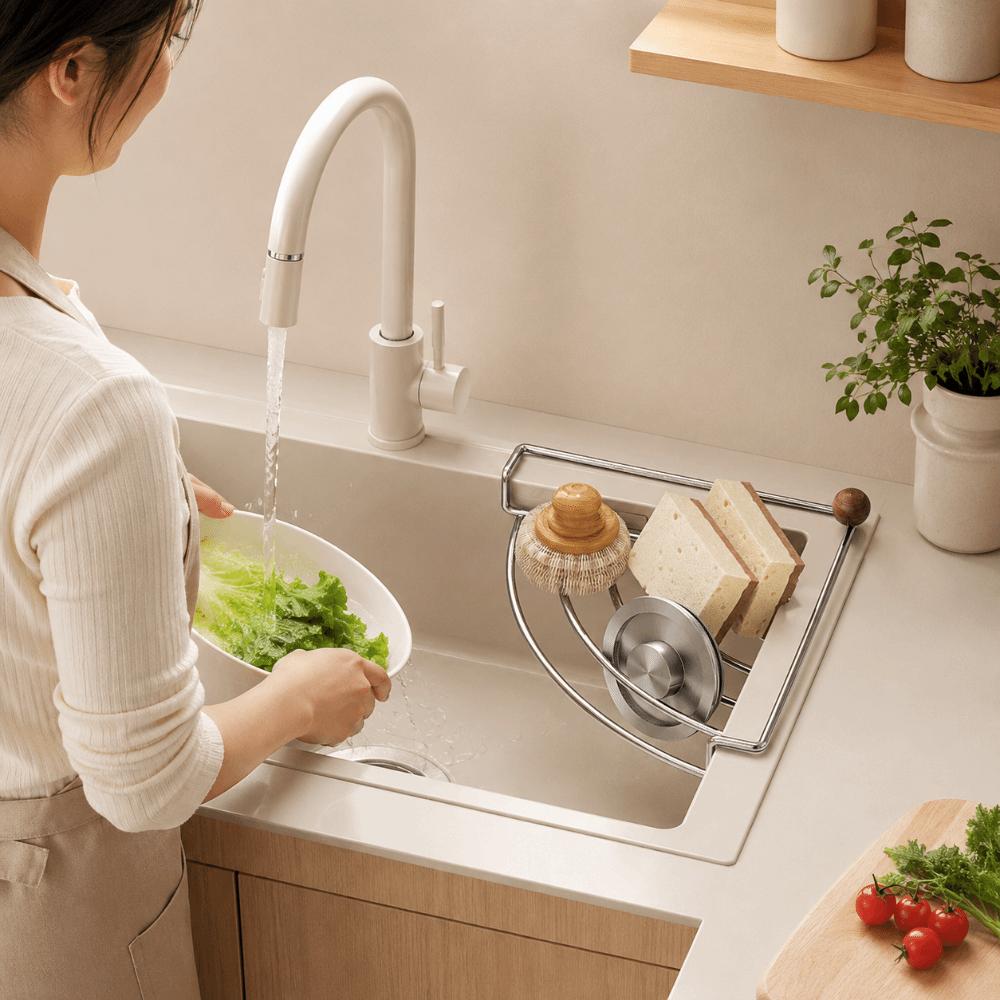 Stainless Steel Dish Drying Rack Anti-rust Sink Drain Shelf Sink Storage Holder Bathroom