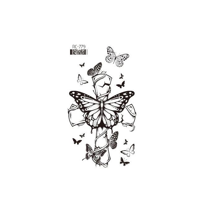 Dark Butterfly Sexy Waterproof Temporary Tattoo Sticker India Women Back Waist Flash Tatoo Girl Body Art Fake Tattoos Realistic
