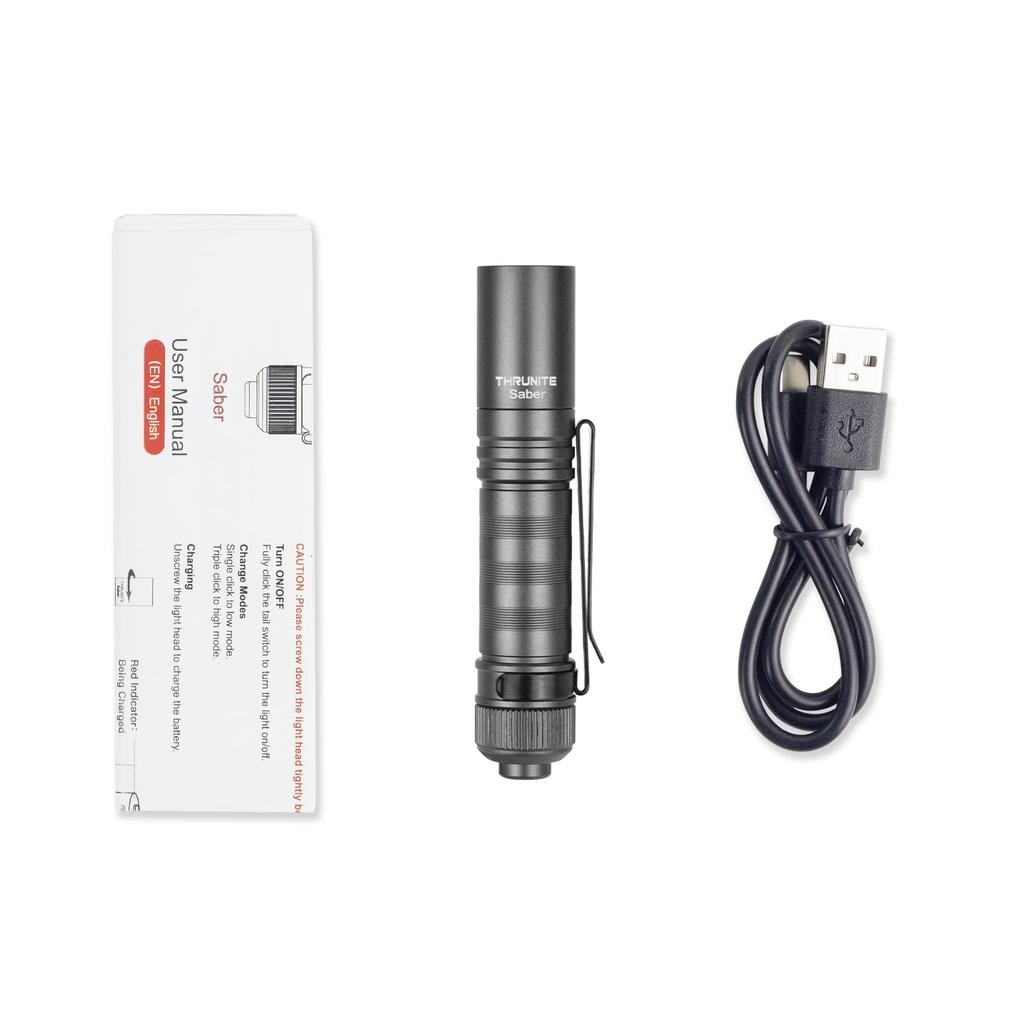 ThruNite SABER Compact and Lightweight EDC 659 Powerful Handheld Light with Multiple Flashlight with IPX8 Ideal for Outdoor Night Emergency and More
