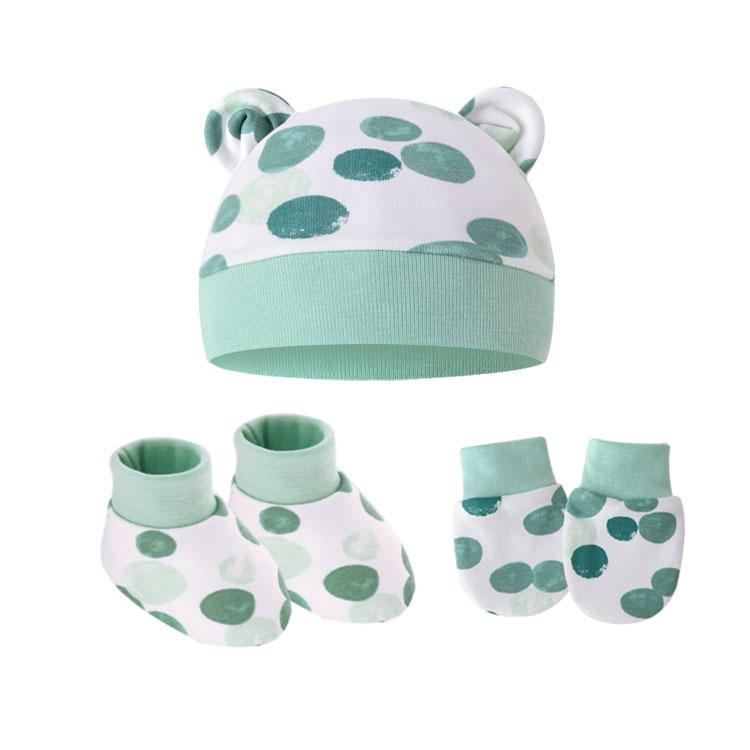 Новые хлопковые шапочки для новорожденных, больничная шапка, варежки, комплекты обуви, однотонные эластичные теплые шапочки ярких цветов, перчатки для детей 0-1 лет