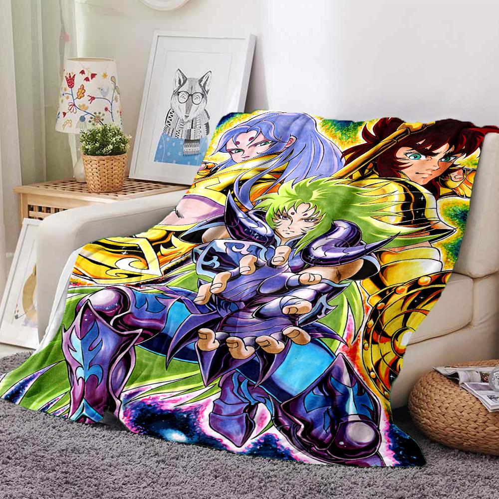 Saint Seiya Legend Sanctuary Flannel Blanket Super Soft Warm Cozy Blanket For Sofa Bed Office Travel Allseason Home Decor Gift