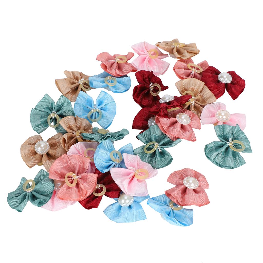 30Pcs Cute Pet Dog Hair Bows Grooming Bows Lovely Bowknot with Rubber Bands for Pet
