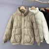 Литературная и ретро теплая одежда для хлеба женская зимняя новая однотонная белая утиная пуховая куртка стоячий воротник свободный прилив