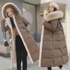 Women's Long Winter Korean-Style Cotton Coat with Large Fur Collar - Thick, Loose, Over-the-Knee Design