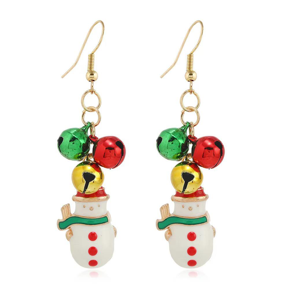 Colorful Christmas Earrings: Santa Claus & Snowman Pendants