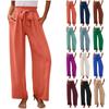 (Куниде) Женские широкие брюки с карманами, легкие свободные брюки с высокой талией и регулируемым завязочным узлом