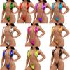 Womens Sexy Exotic Teddies Shiny Halter Lace-Up One-piece Monokini Swimsuit Micro Thong Backless Lingerie Bodysuit Swimwear