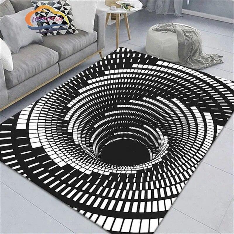 Geometry Carpet Living Room Sofa 3D Visual Vortex Bedroom Large Area Creative Floor Mat