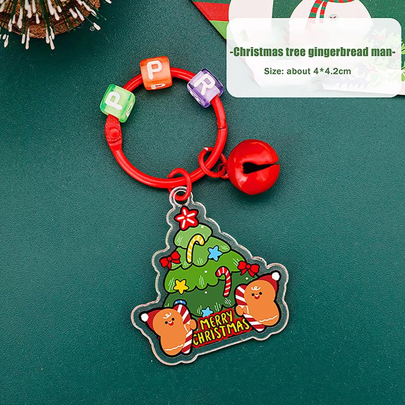 1/6Pcs 2D Christmas Keychain Cute Diy Bag Decoration Accessories High-Value Christmas Tree Keychain Pendant Festival Gift