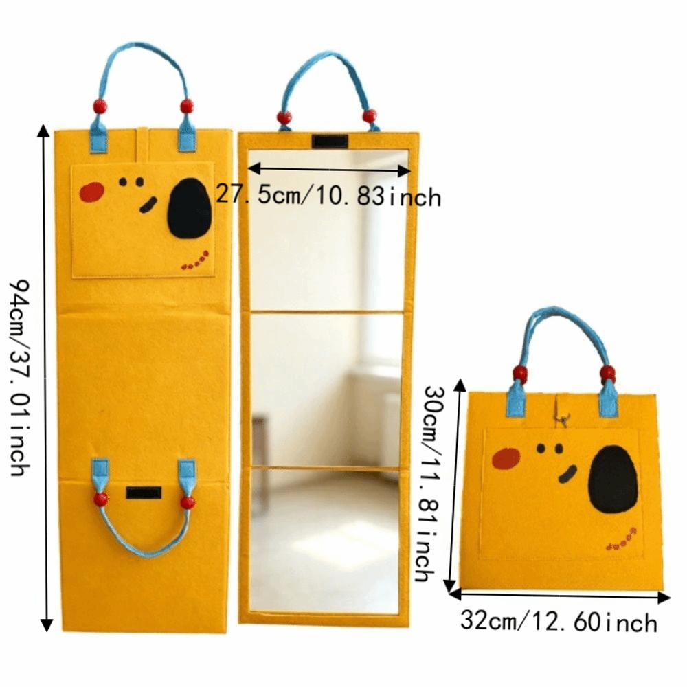 Multifunctional Foldable Full-Length Mirror Cute Cartoon Makeup Mirror Travel