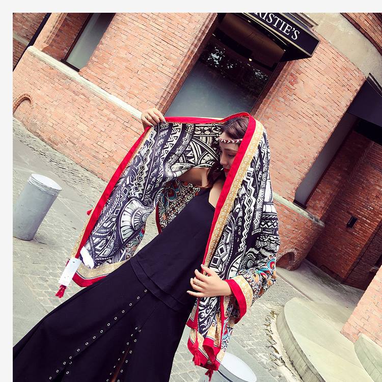 Thickened Women'S Travel Photography Shawl, Women'S Ethnic Style Scarf, Dual-Use Air-Conditioned Room Cloak